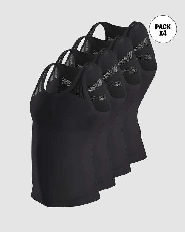 Paquete x4 camisetas ajustadas para hombre de compresión suave en microfibra