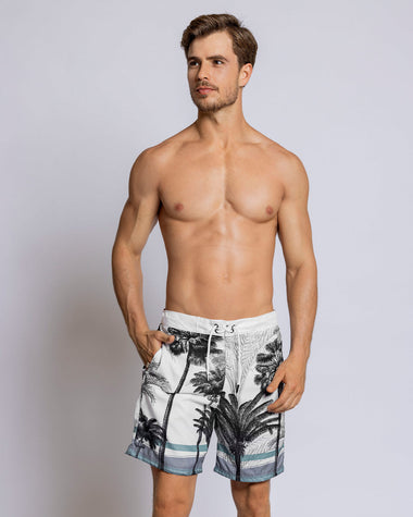 Pantaloneta larga de baño con pretina lisa y malla interna#color_012-estampado-palmeras