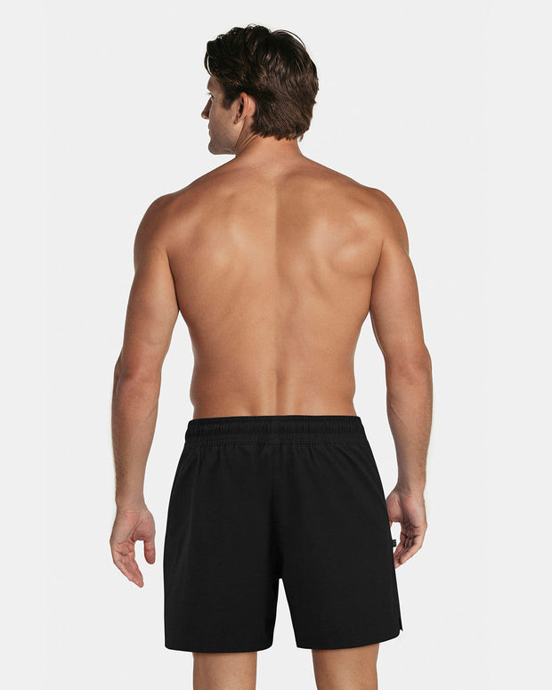 Pantaloneta de baño con malla interna y cintura ajustable#color_700-negro
