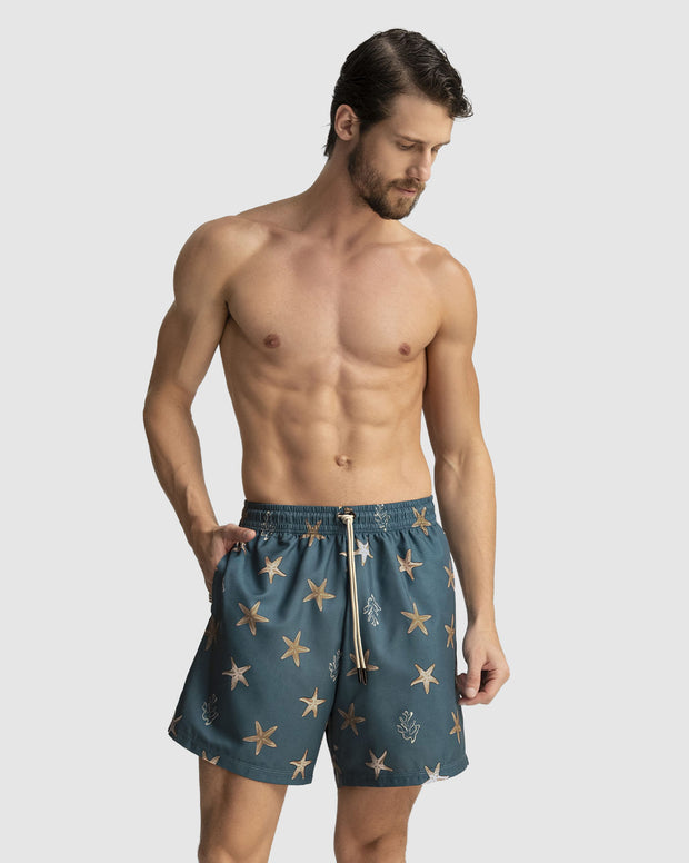 Pantaloneta de baño masculina con práctico bolsillo al lado derecho