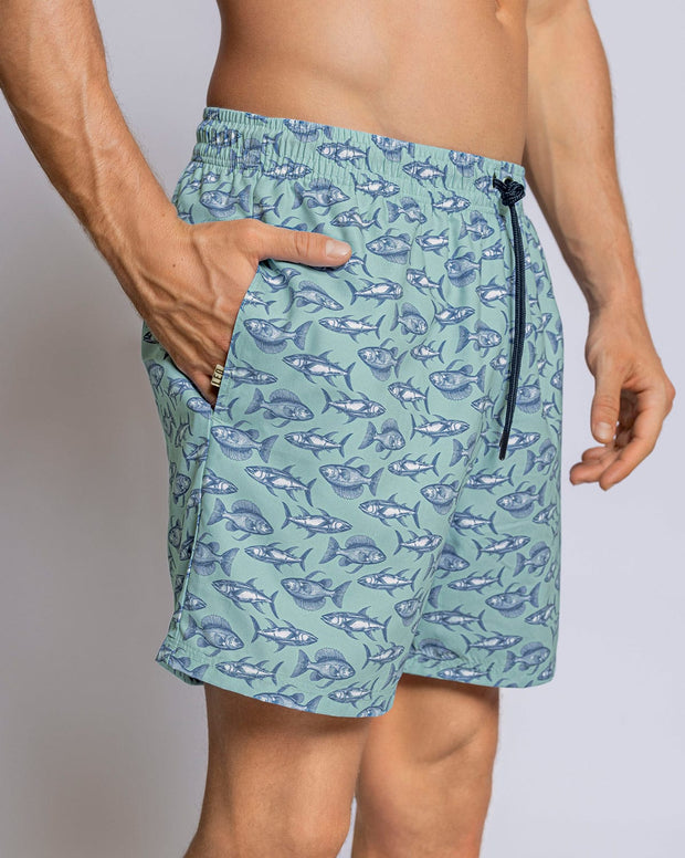 Pantaloneta de baño masculina con práctico bolsillo al lado derecho