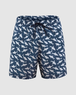 Pantaloneta de baño masculina con práctico bolsillo al lado derecho#color_a13-estampado-tiburones