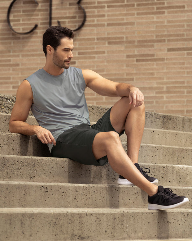 Camiseta manga sisa deportiva y de secado rápido para hombre