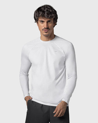Camiseta deportiva masculina manga larga con protección UV#color_000-blanco