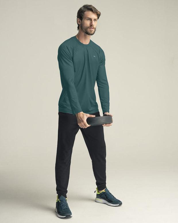 Camiseta deportiva masculina manga larga con protección UV