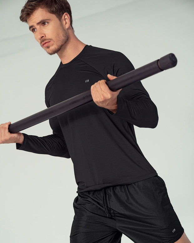 Camiseta deportiva masculina manga larga con protección UV