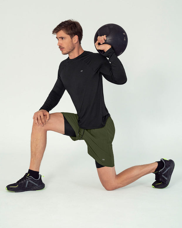 Camiseta deportiva masculina manga larga con protección UV