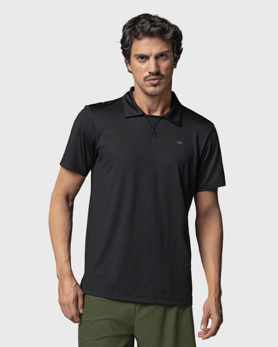 Camiseta deportiva transpirable con cuello tipo polo#color_700-negro