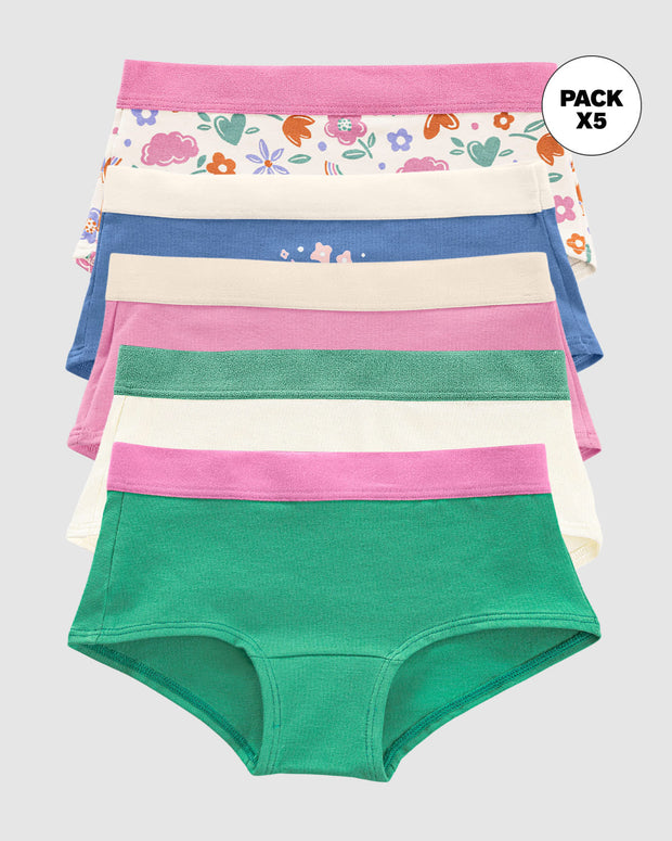 Paquete x 5 panties tipo hipster para niña