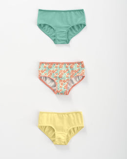 Paquete x 3 panties clásicos en algodón suave para niña#color_s31-coral-estampado-amarillo-verde