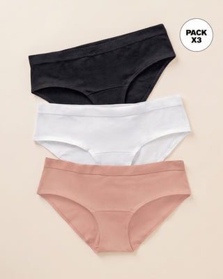 Paquete x 3 panties estilo hipster en algodón#color_s57-blanco-negro-rosa-claro