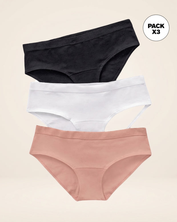 Paquete x 3 panties estilo hipster en algodón