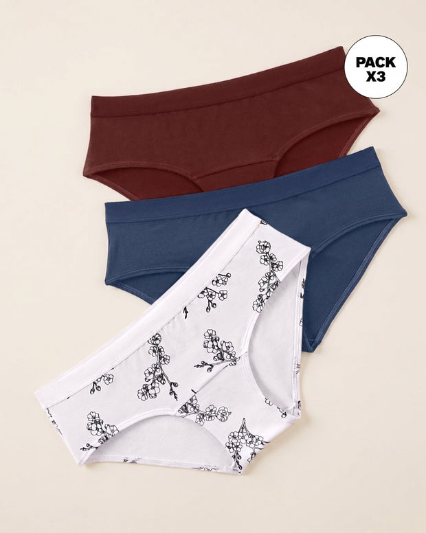 Paquete x 3 panties estilo hípster en algodón