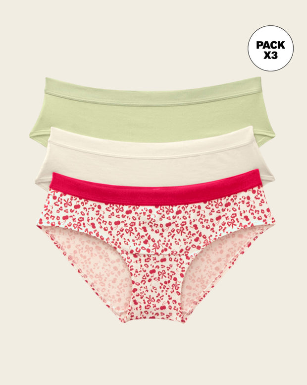 Paquete x 3 panties estilo hípster en algodón