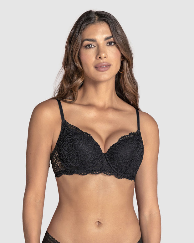 Brasier de realce suave en encaje con cargaderas multiusos