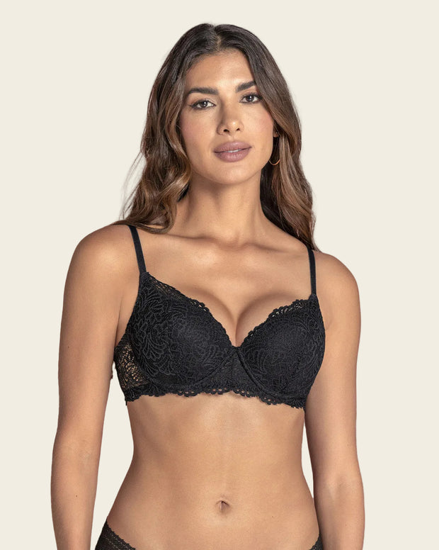 Brasier de realce suave en encaje con cargaderas multiusos