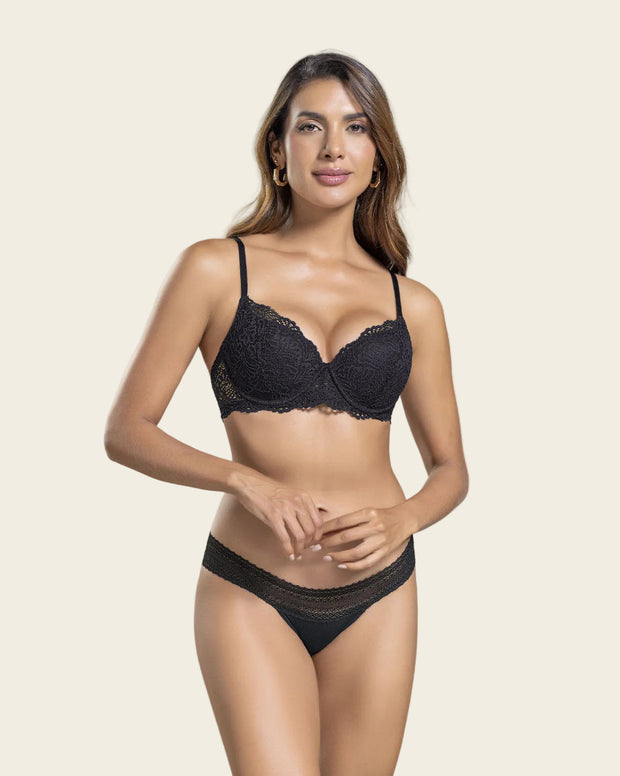 Brasier de realce suave en encaje con cargaderas multiusos