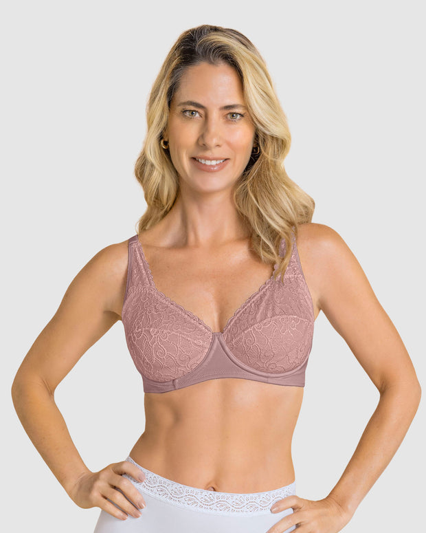 Brasier triangular con copas en encaje y espalda en tela lisa