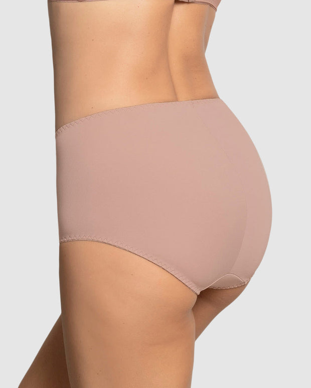 Panty clásico de control suave con toques de encaje en abdomen#color_093-rosa