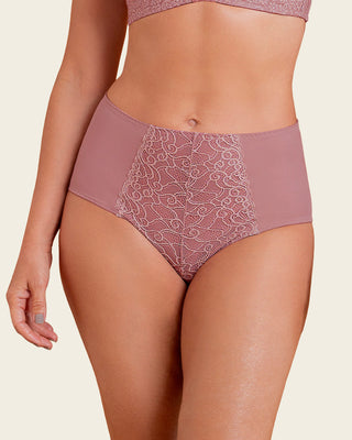 Panty clásico de control suave con toques de encaje en abdomen#color_181-rosa