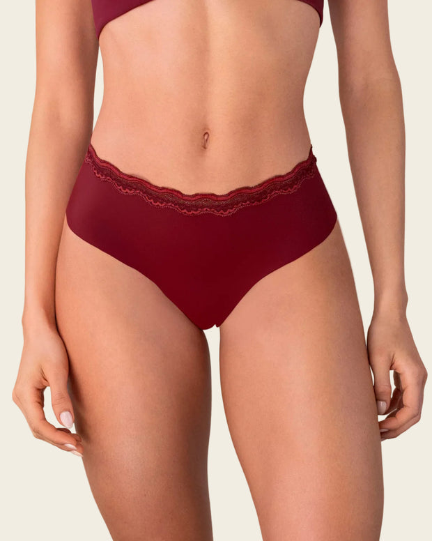 Panty hípster con encaje en cintura tiro medio
