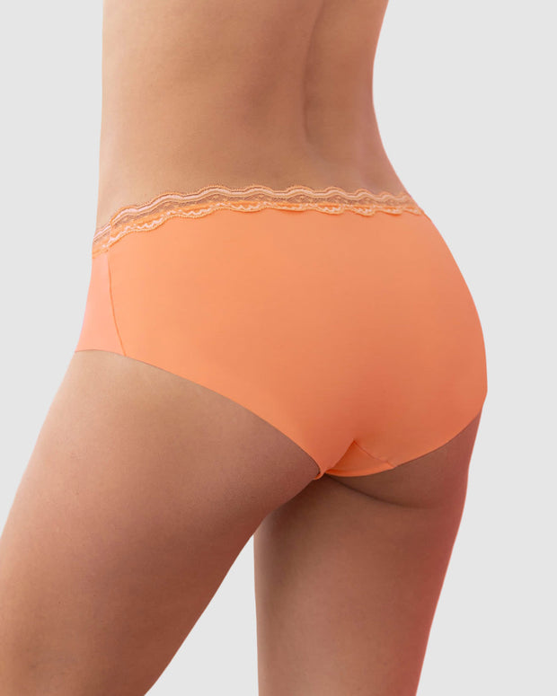 Panty hipster con encaje en cintura tiro medio