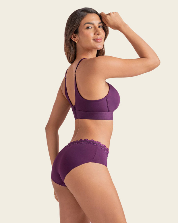 Panty hípster con encaje en cintura tiro medio