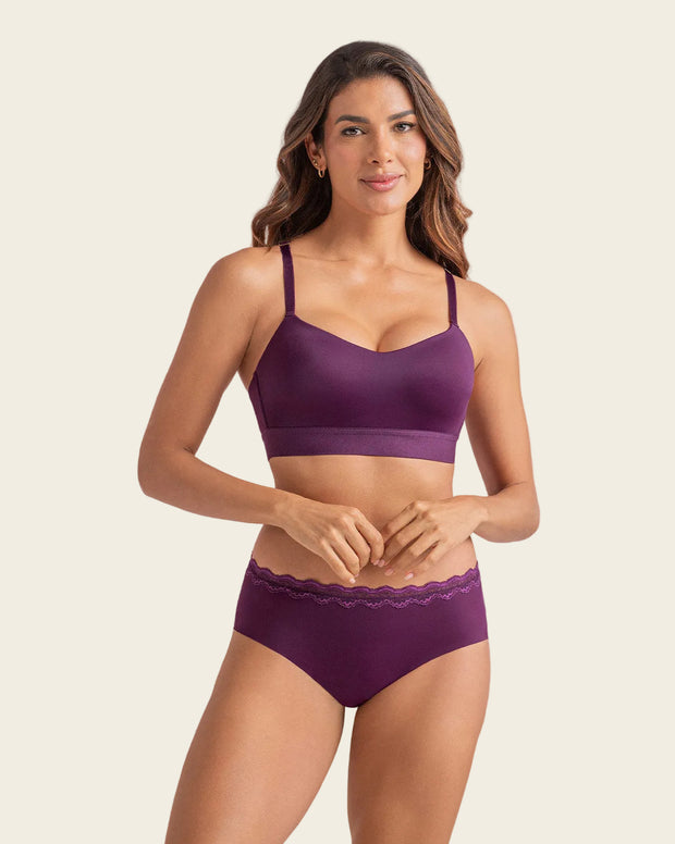 Panty hípster con encaje en cintura tiro medio