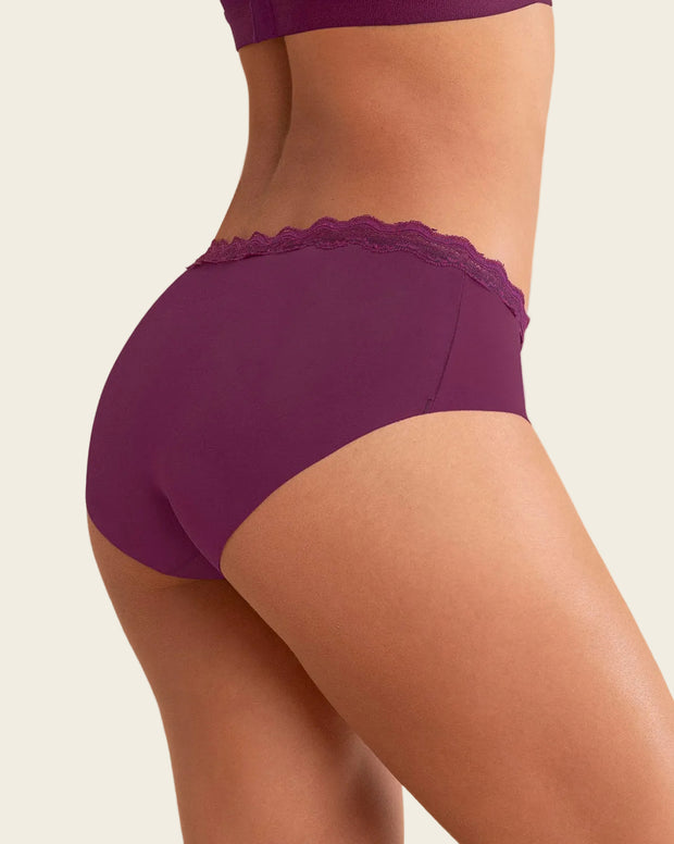 Panty hípster con encaje en cintura tiro medio