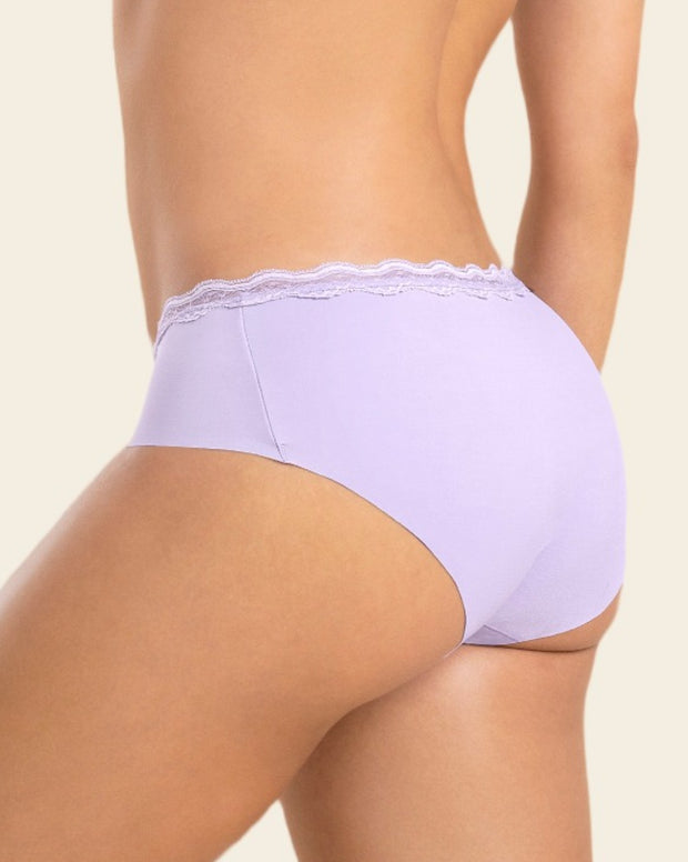 Panty hípster con encaje en cintura tiro medio
