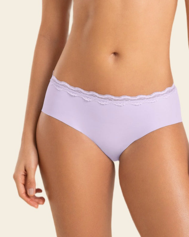 Panty hípster con encaje en cintura tiro medio