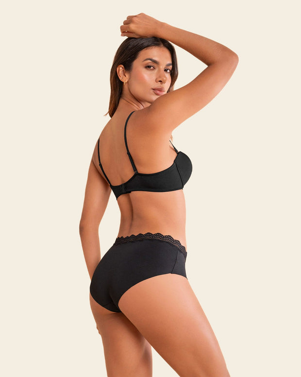 Panty hipster con encaje en cintura tiro medio