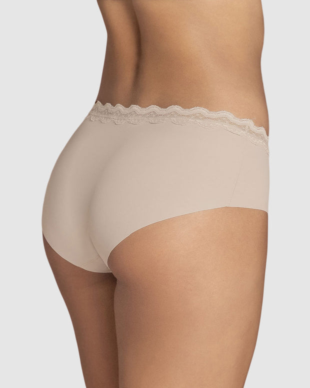 Panty hípster con encaje en cintura tiro medio