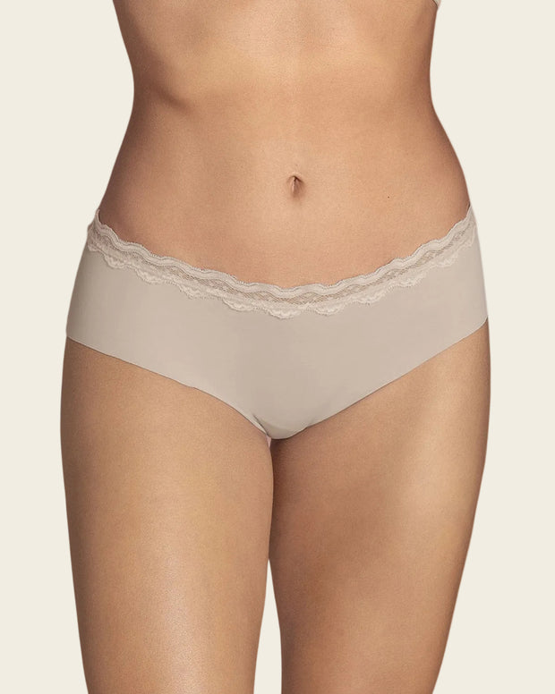 Panty hípster con encaje en cintura tiro medio