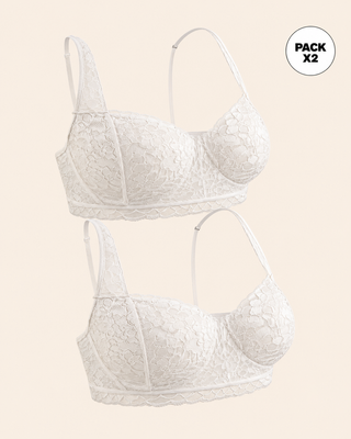 Paquete x2 brasieres en encaje ideal para busto pesado sexy support#color_253-marfil