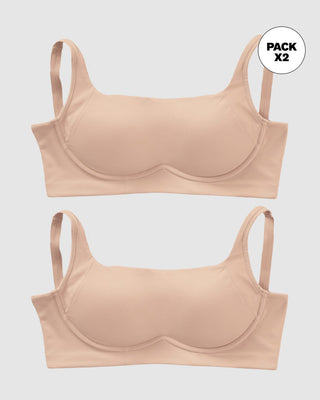 Paquete x2 brasieres sin arco ultracómodo de alto soporte y cubrimiento everyday bra#color_802-cafe-claro