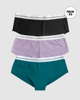 Panties cacheteros paquete x 3 ultracómodos#color_s11-negro-lila-verde-turqueza