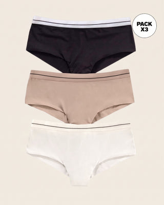 Panties cacheteros paquete x 3 ultracómodos#color_s12-perla-negro-cafe-claro
