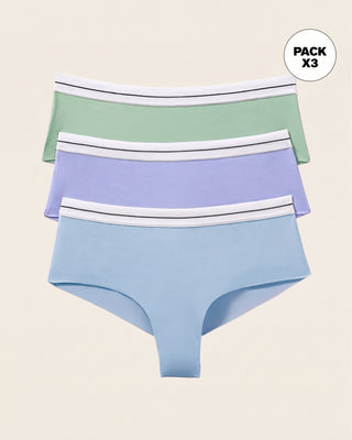 Panties cacheteros paquete x 3 ultracómodos#color_s19-verde-medio-morado-claro-azul-claro