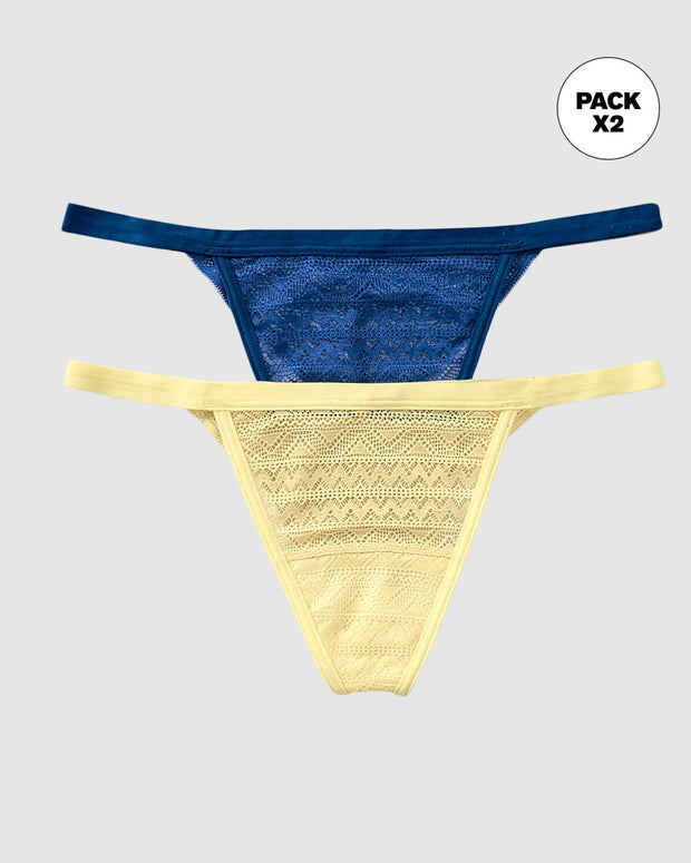 Paquete x 2 brasileras tiro medio en encaje delicado y suave con tu piel