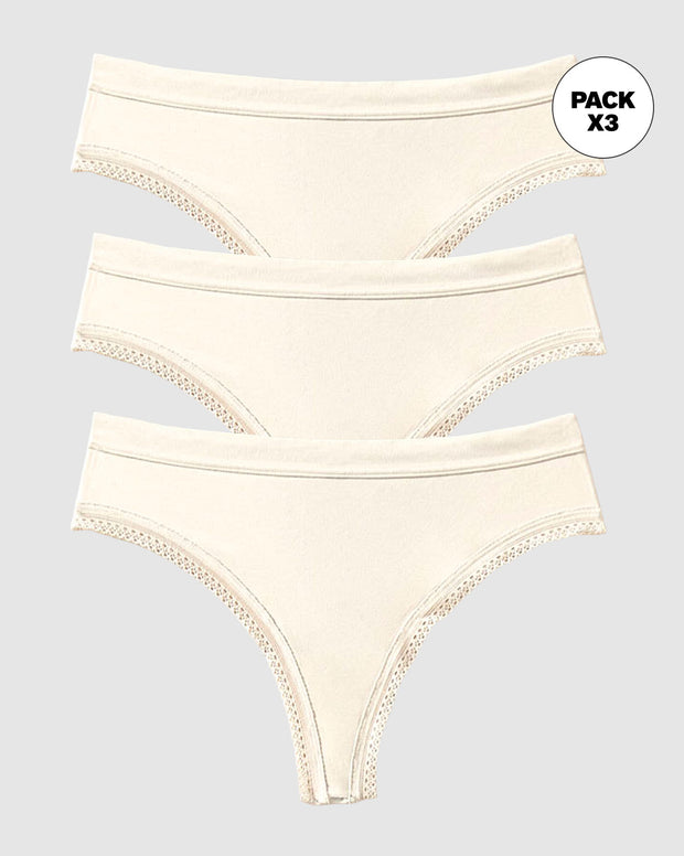 Paquete x 3 panties brasilera Liso + Encaje