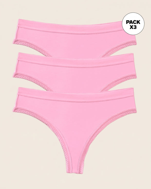 Paquete x 3 panties brasilera Liso + Encaje