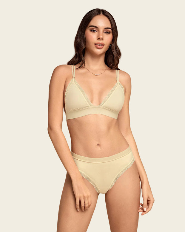 Paquete x 3 panties brasilera Liso + Encaje