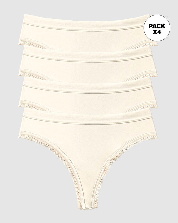 Paquete x 4 panties brasilera Liso + Encaje
