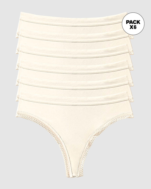 Paquete x 6 panties brasilera Liso + Encaje