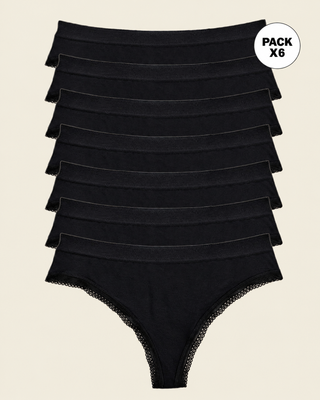 Paquete x 6 panties brasilera Liso + Encaje#color_700-negro