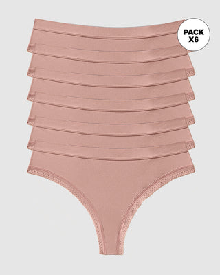 Paquete x 6 panties brasilera Liso + Encaje#color_a22-palo-de-rosa