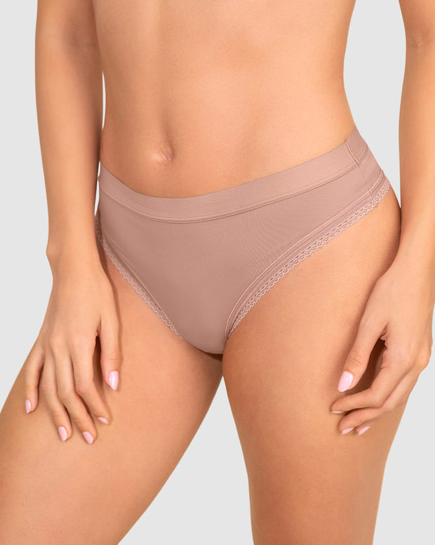 Paquete x 6 panties brasilera Liso + Encaje
