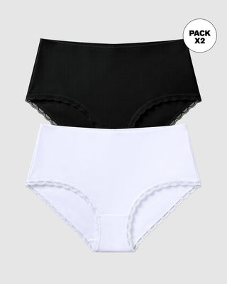 Paquete x 2 panties cacheteros, sin elásticos en cintura#color_s01-blanco-negro