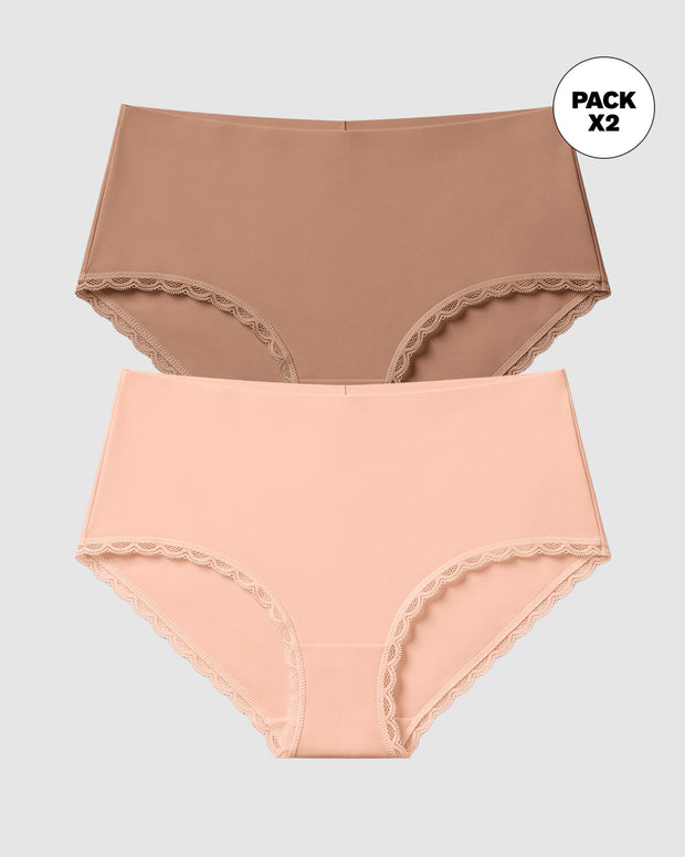 Paquete x 2 panties cacheteros, sin elásticos en cintura
